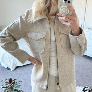 Avec Les Filles Beige Collared Jacket